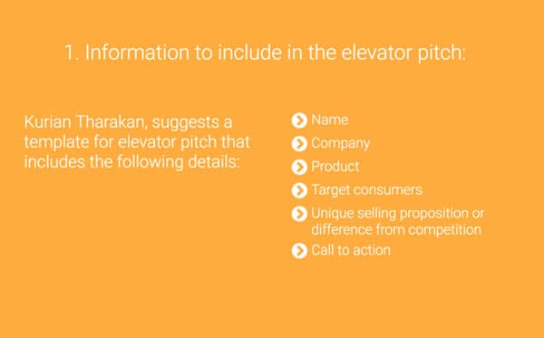 elevator pitch examples, example slide