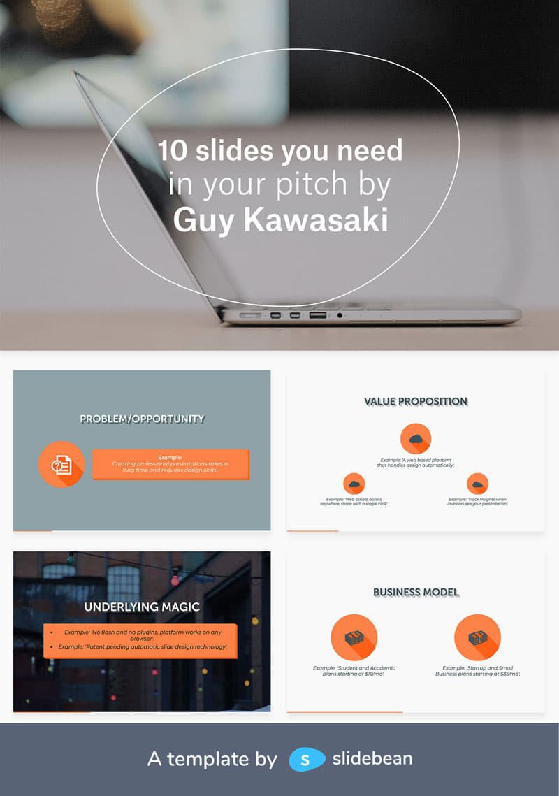 Image contains a Guy Kawasaki Pitch Deck Template