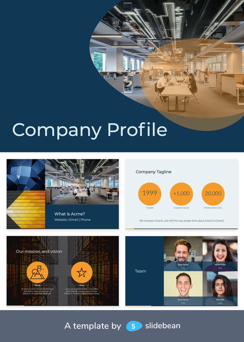 Image contains a company profile template