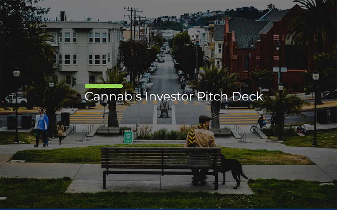 Image contains a cannabis investor pitch deck