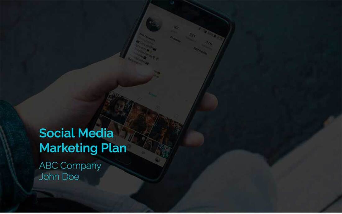 Image contains a social media marketing plan template