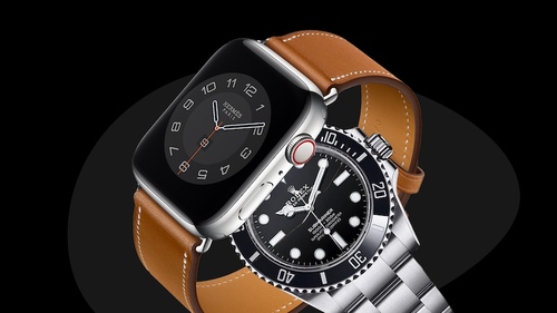 A smartwatch compared to a traditional watch.