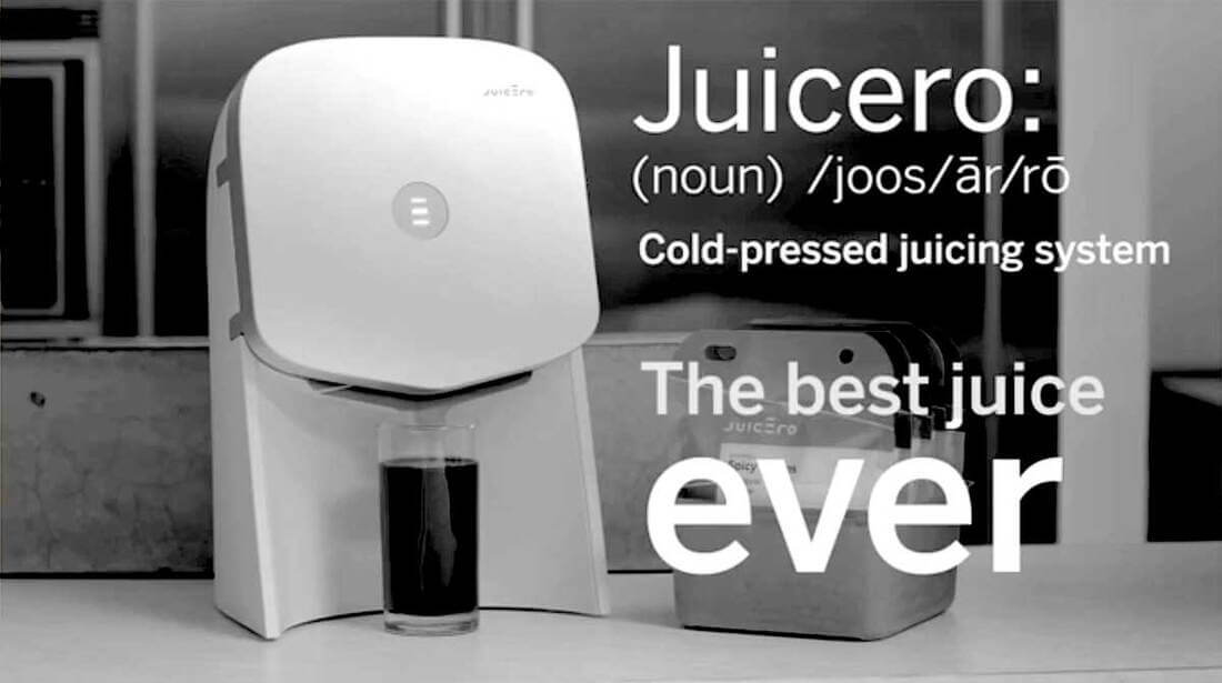 What happened to the Juicero? An image showing the juicero device, on a countertop